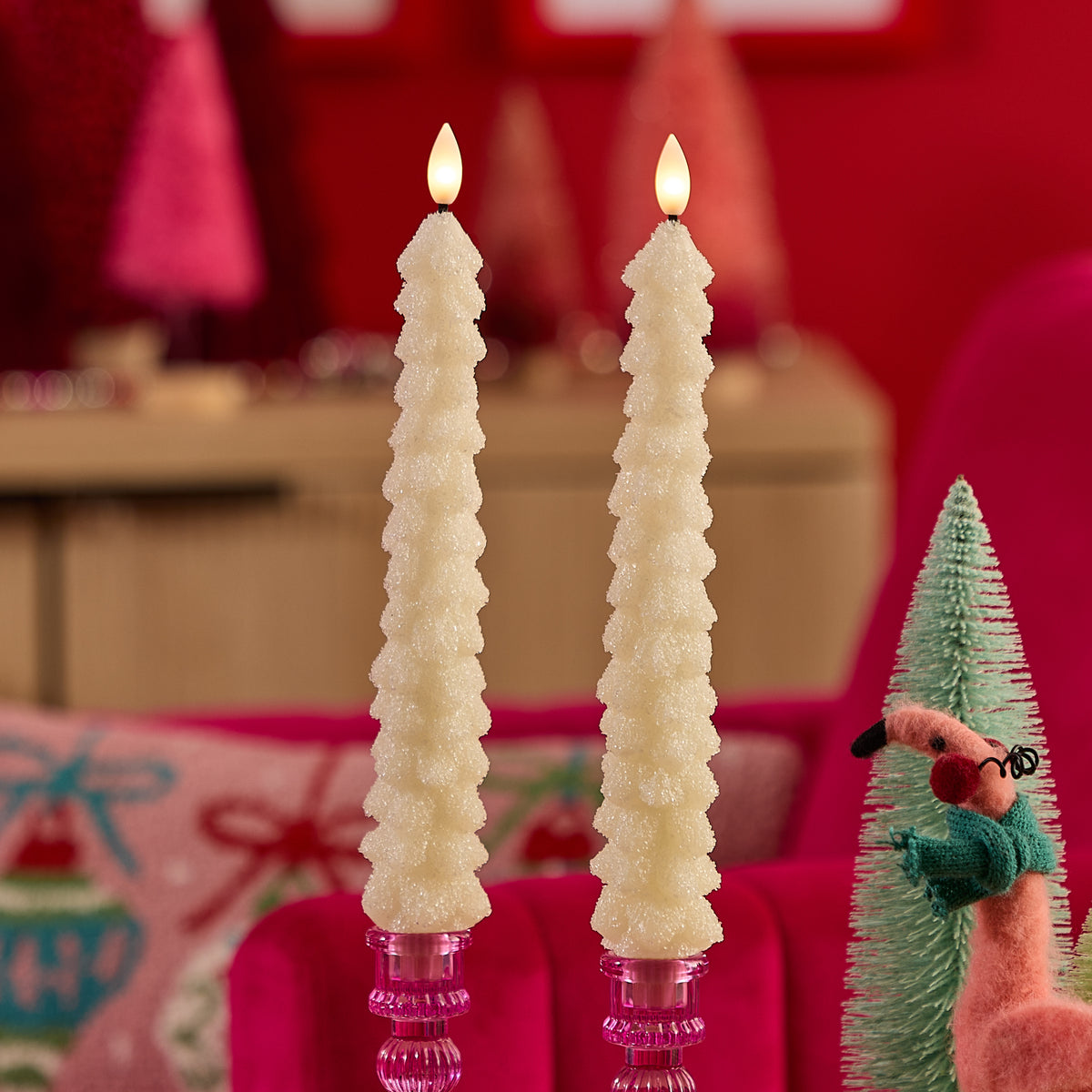 Set of 2 Glitter Tree Tapers