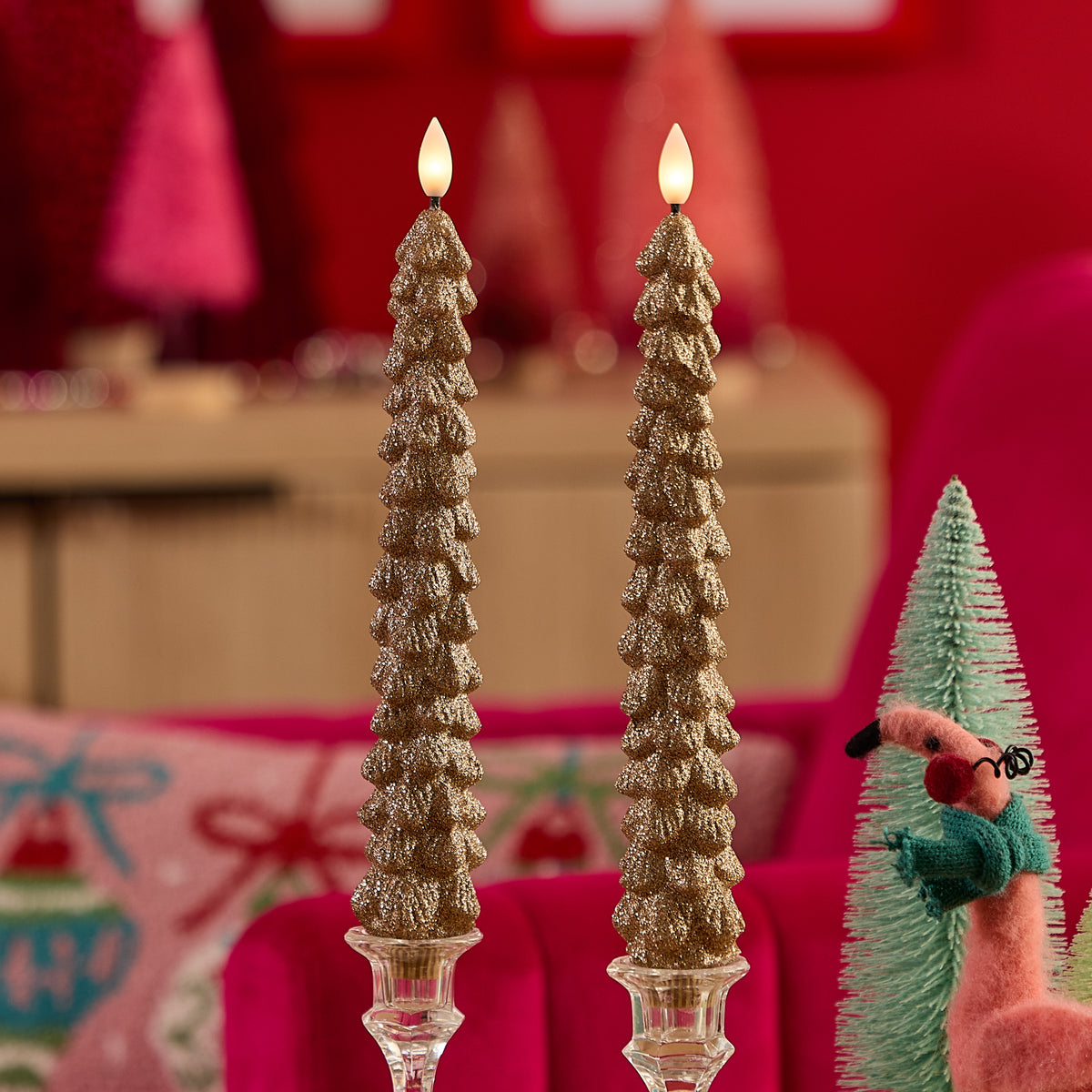 Set of 2 Glitter Tree Tapers
