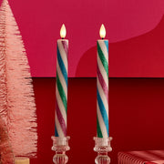 Set of 2 Multi-Color Glitter Candy Cane Tapers